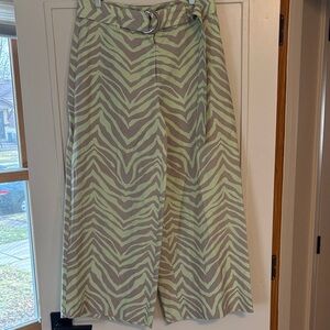 Lafayette 148 New York Rockefeller Silk Linen Zebra Striped Pants